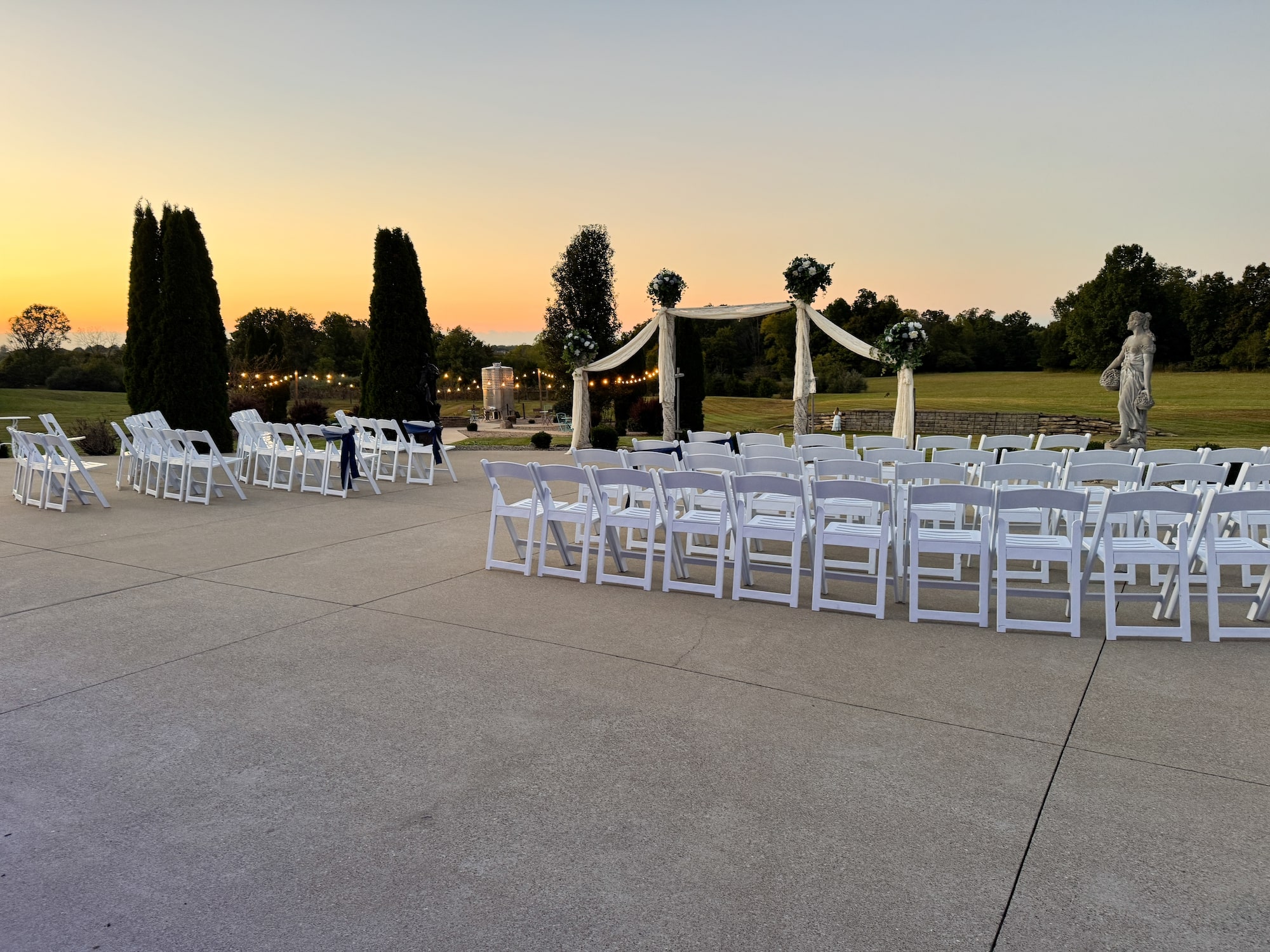 Outdoor ceremony setting at Crume Haven Winery